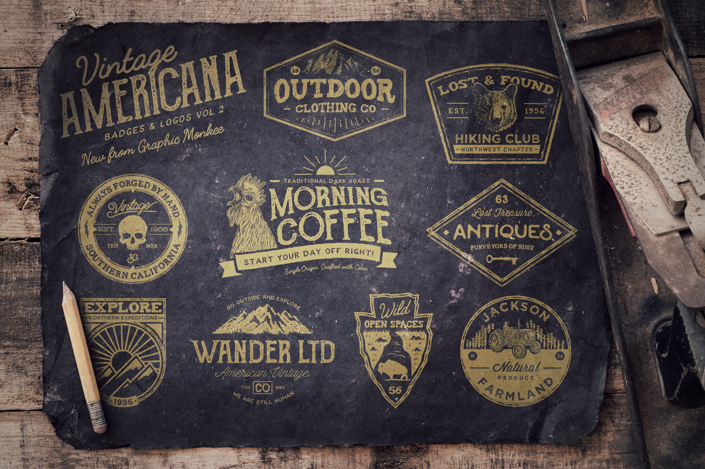 Vintage Americana Badges and Logos Vol 2