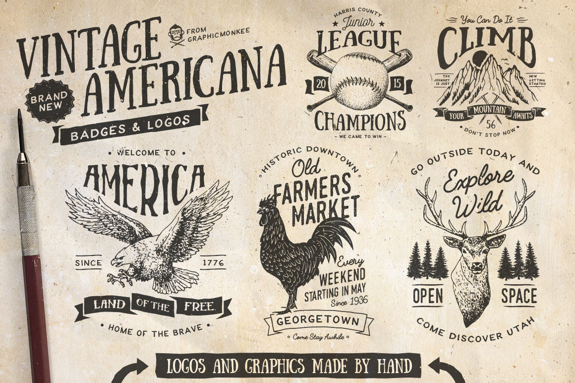 Vintage Americana Badges and Logos