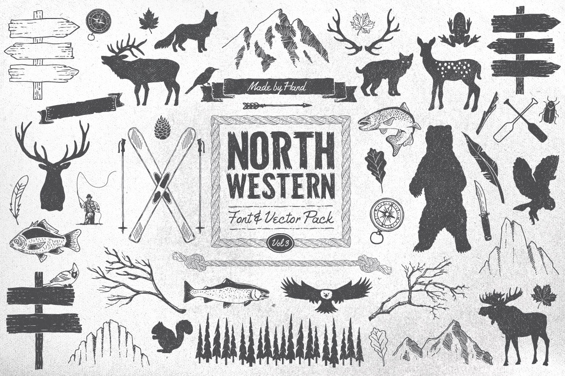 North Western Font + Vectors Vol 3